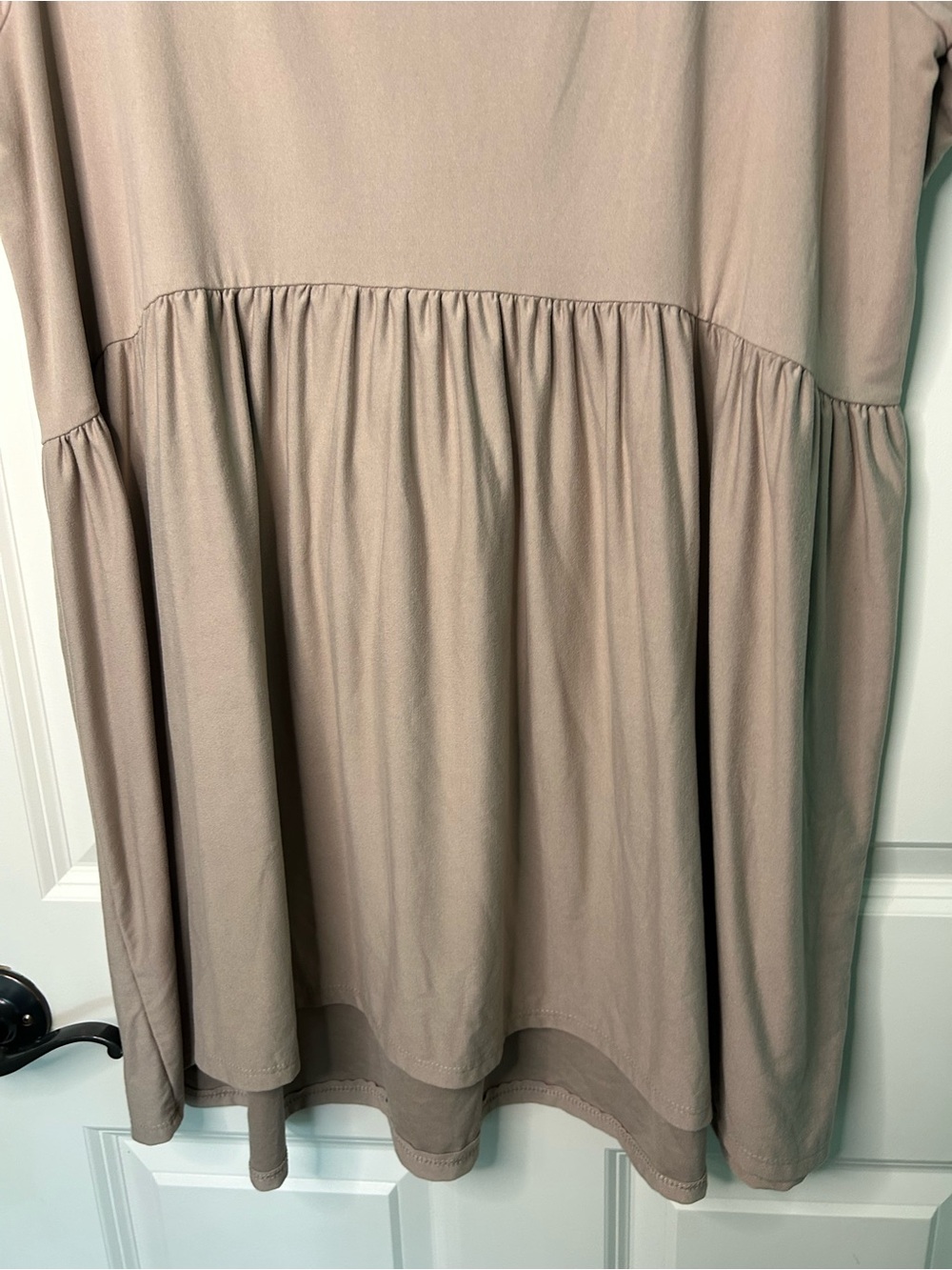 Zenana Taupe Scoop Neck Babydoll Top - Picture 2 of 8
